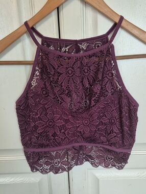 Zenana Outfitters Plum Lace Crochet Bralette